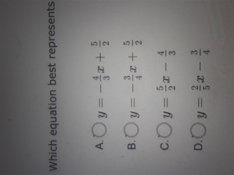 The graph of a linear relationship is shown. Which equation best represents the relationship-example-1