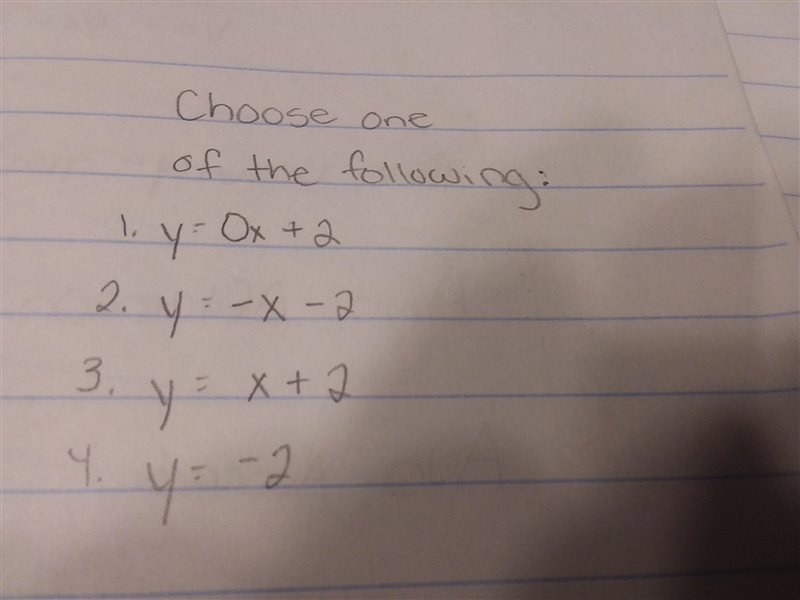 A line goes through the following points, and the equation of that line is written-example-2