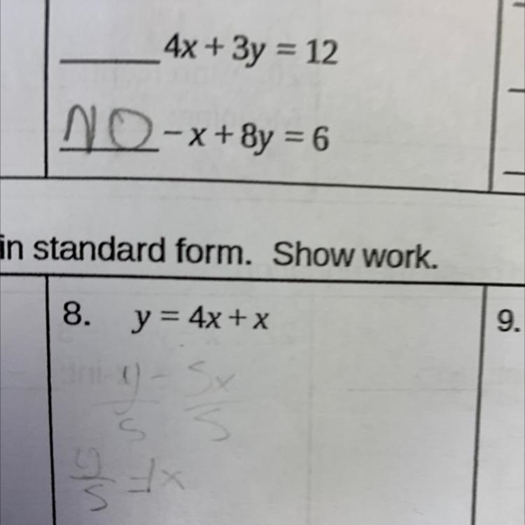 Y = 4x + x Convert to standard form-example-1