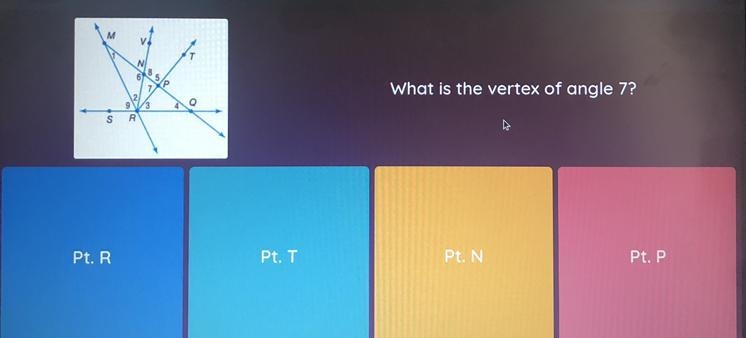 What is the vertex of angle 7?-example-1