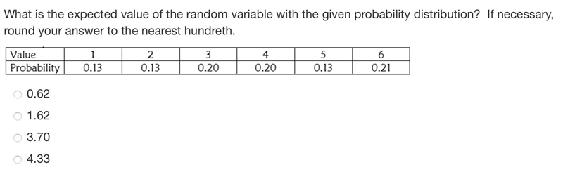 What is the expected value of the random variable with the given probability distribution-example-1