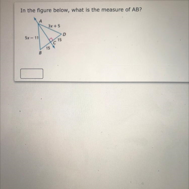 In the figure below, what is the measure of AB?-example-1