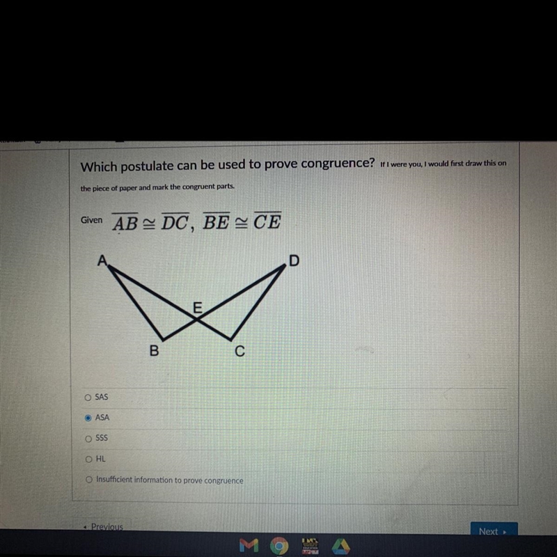 Which postulate can be used to prove congruence? Please help-example-1