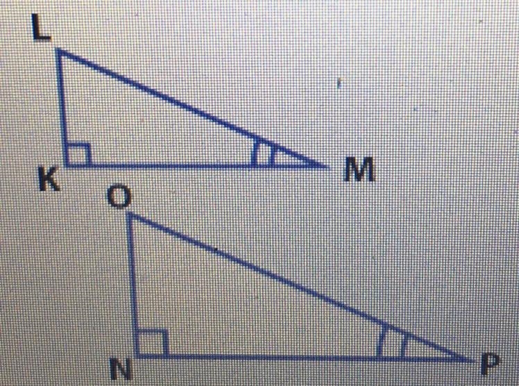 What similarity property, if any, can be used to show that the following two triangles-example-1