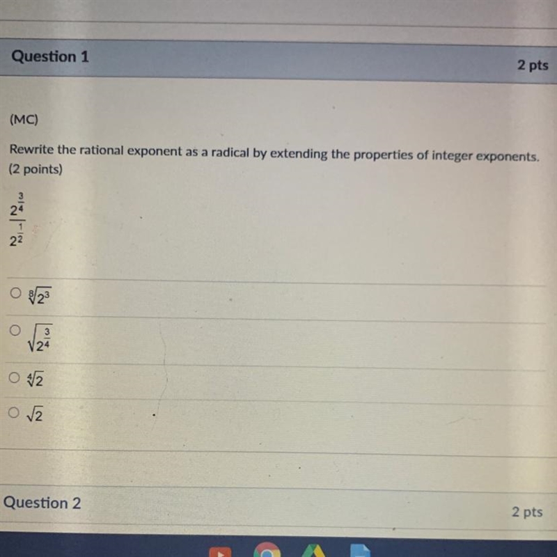 Rewrite the rational exponent as a radical by extending the properties of integer-example-1