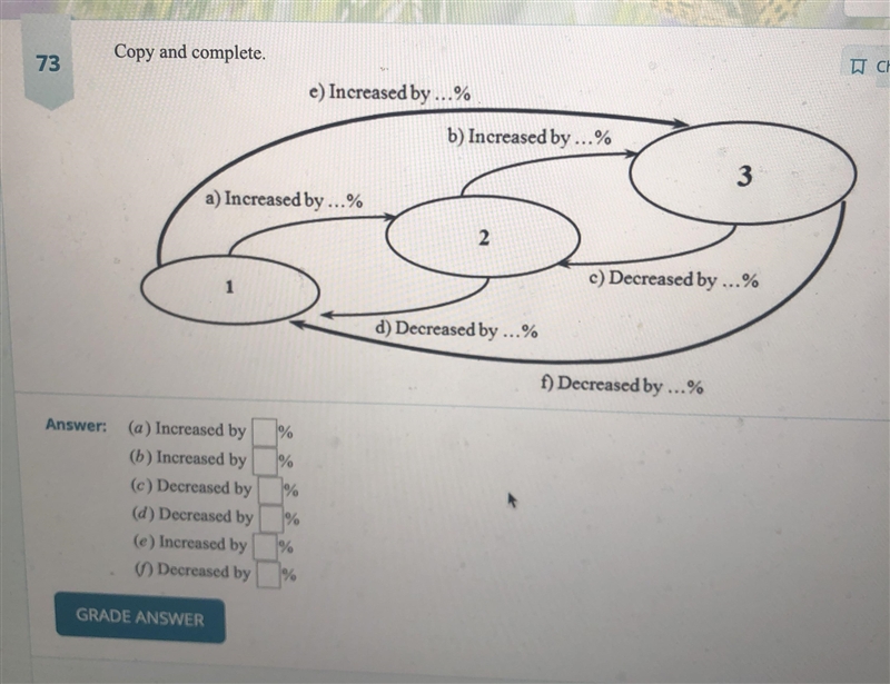 Answer: (a) Increased by % (b) Increased by % (c) Decreased by % (d) Decreased by-example-1