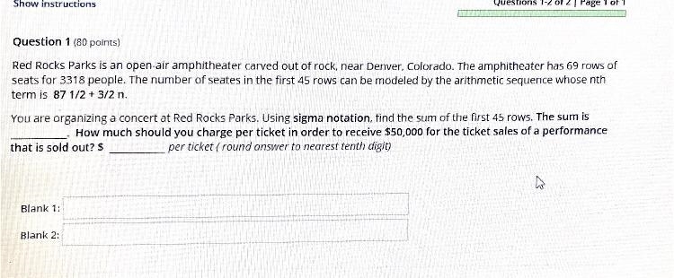 (30 points)Red Rocks Parks is an open air amphitheater carved out of rock, near Denver-example-1