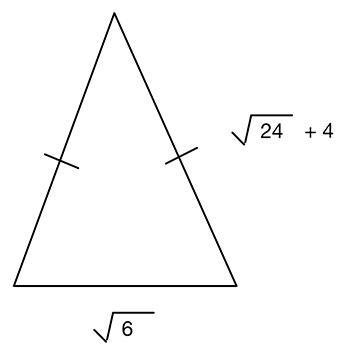 Consider the isosceles triangle below where the side lengths are given in cm: Part-example-1