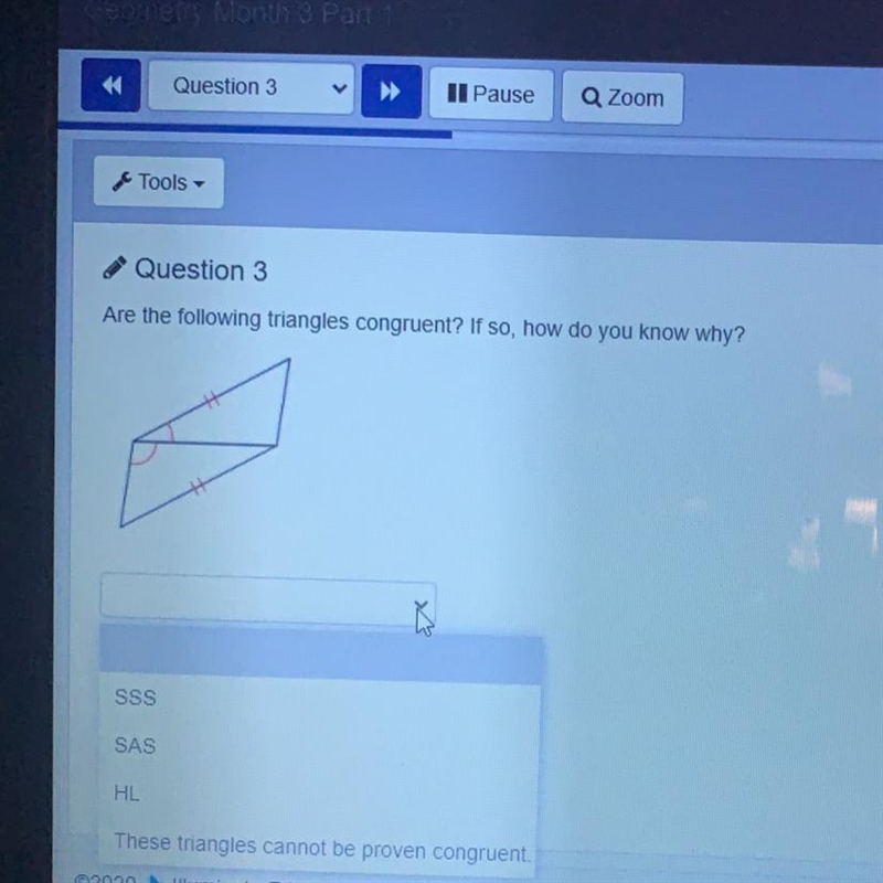 Are the following triangles congruent? If so, how do you know why?-example-1