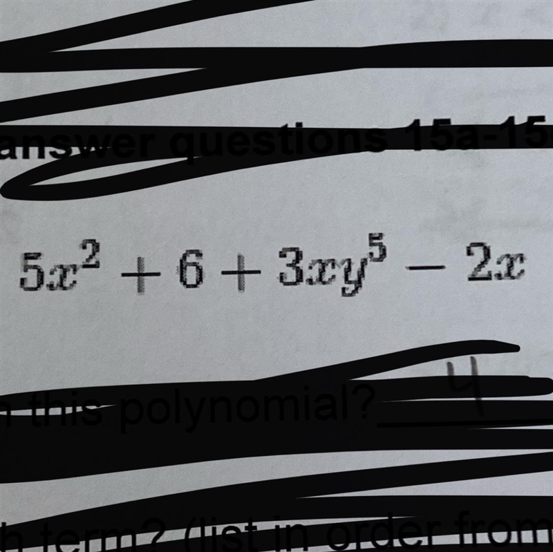 How do i put 5x^2+6+3xy^5-2x in standard form-example-1