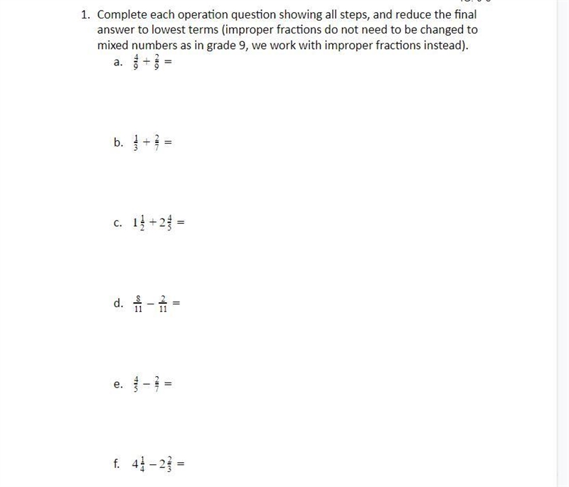 Complete each operation question showing all steps, and reduce the final answer to-example-1