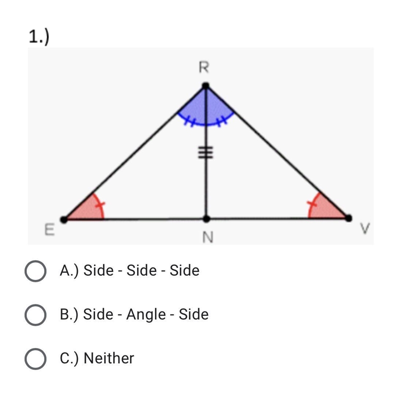 HURRYYY HELPP!! Are the triangles below congruent by Side-Side-Side, Side-Angle-Side-example-1