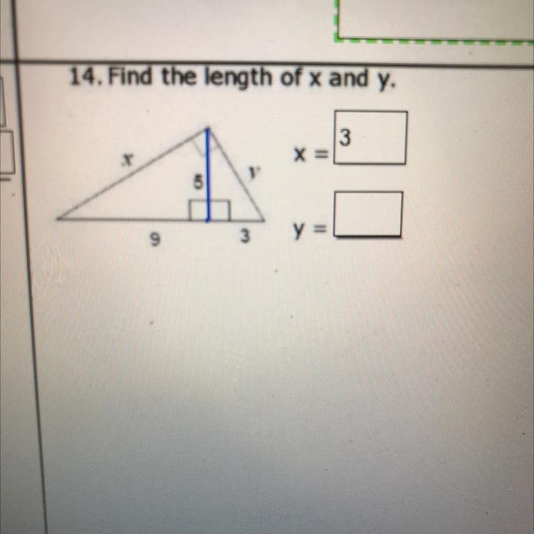 Find the length of x and y-example-1