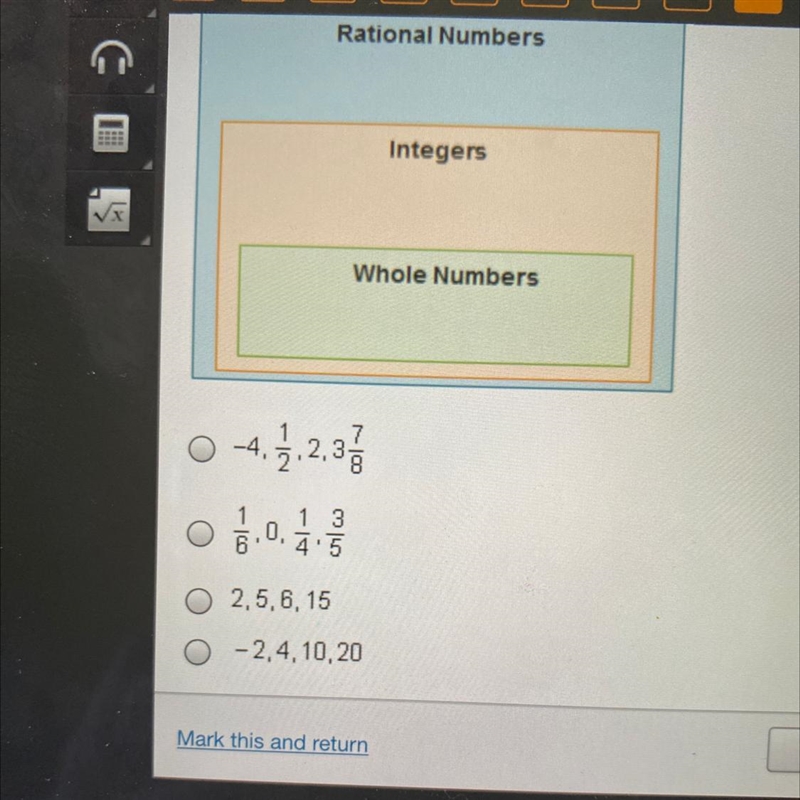 Which set of number include only whole numbers?-example-1