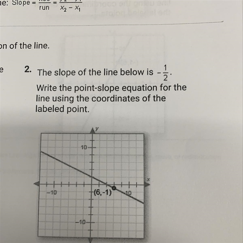 The slope of the line below is - Write the point-slope equation for the line using-example-1