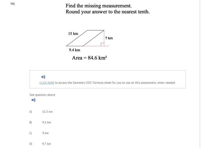 A) 11.5 km B) 9.5 km C) 9 km D) 9.7 km-example-1