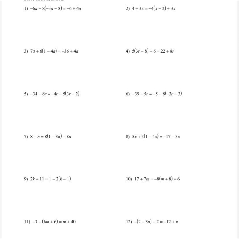 25 POINTS! - Solve each equation. Can someone just solve one and explain it? Thank-example-1