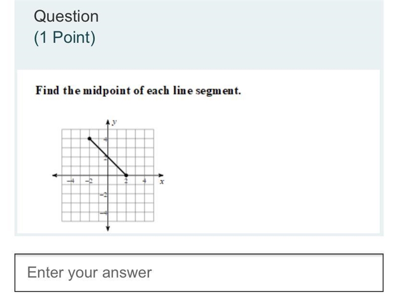 Find the midpoint of each line segment with the given endpoints: (2,0) and (-2,4)-example-1