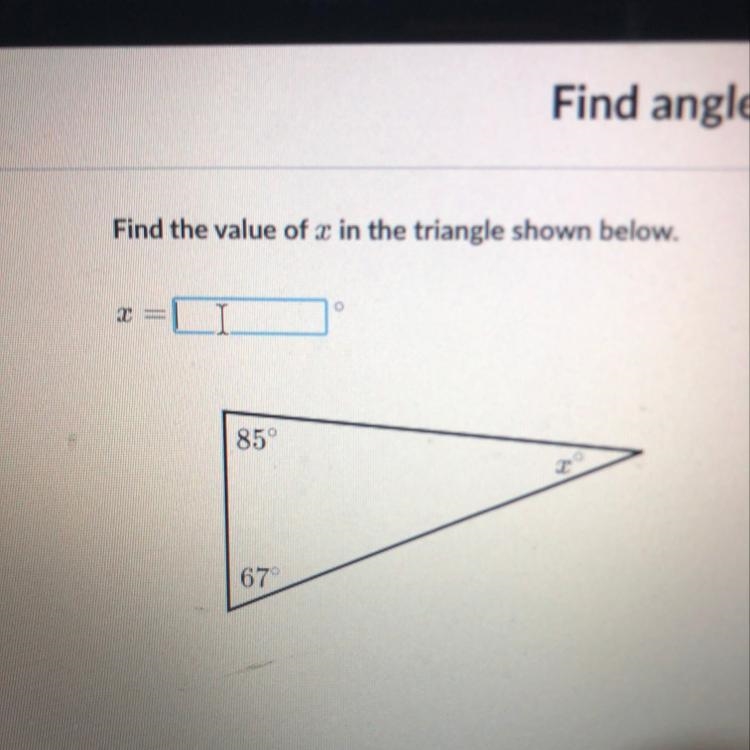 Find the value of x in the triangle shown below-example-1