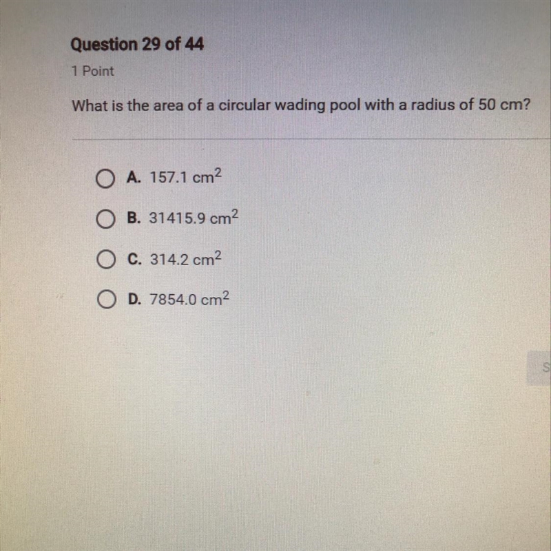 What is the area of a circular wading pool with a radius of 50cm-example-1