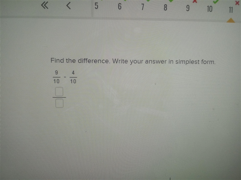 Simplest form 9/10-4/10 ?-example-1