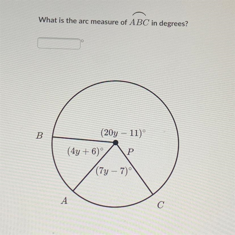 What is the arc measure of abc in degrees-example-1