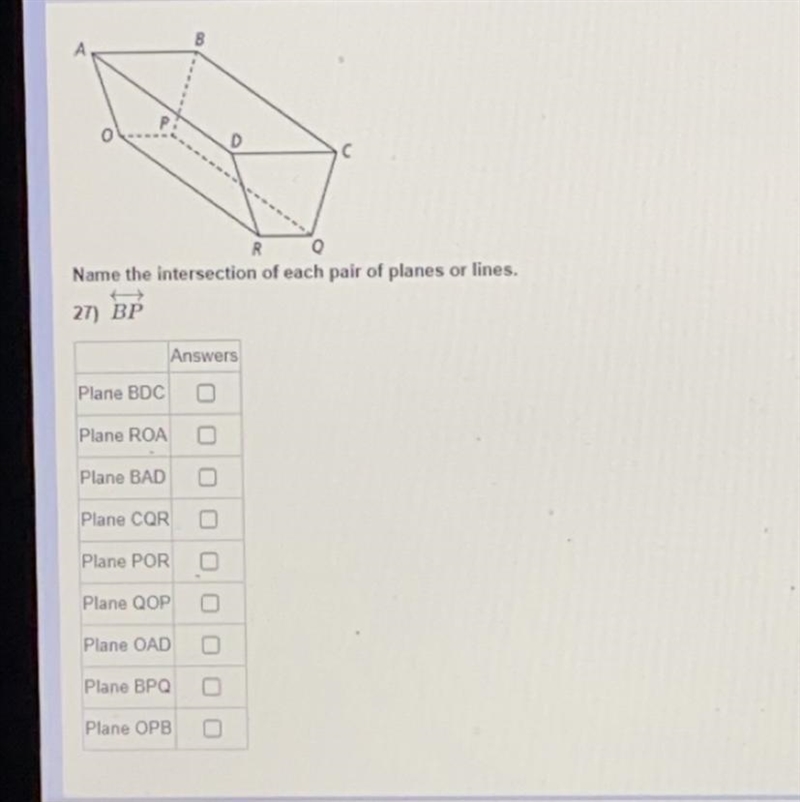 Name the intersection of each pair of planes or lines *BP*-example-1