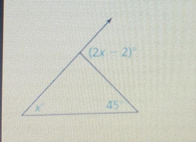 I need to find the measure of the exterior angle of the triangle ​-example-1