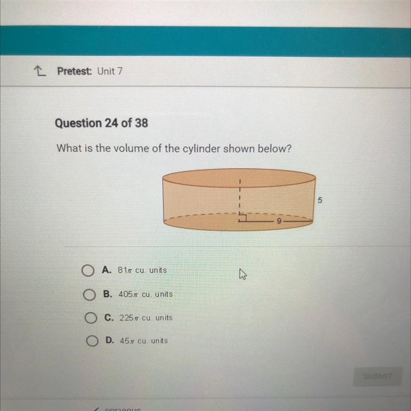 What is the volume of the cylinder shown below?-example-1