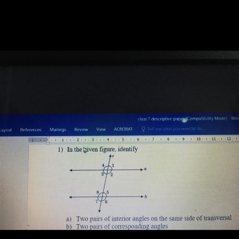 11-12 1) In the given figure, identify a) Two pairs of interior angles on the same-example-1