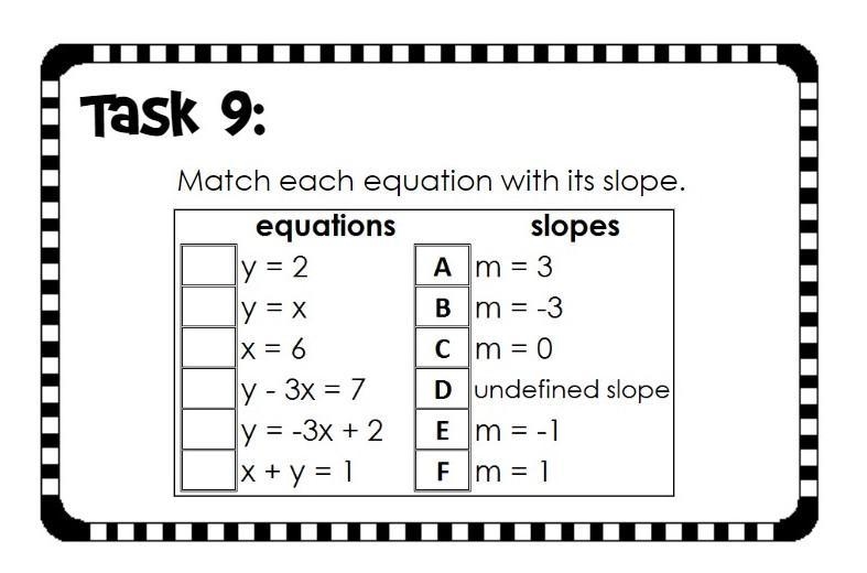 PLEASE HELP!!! Match each equation with its slope-example-1