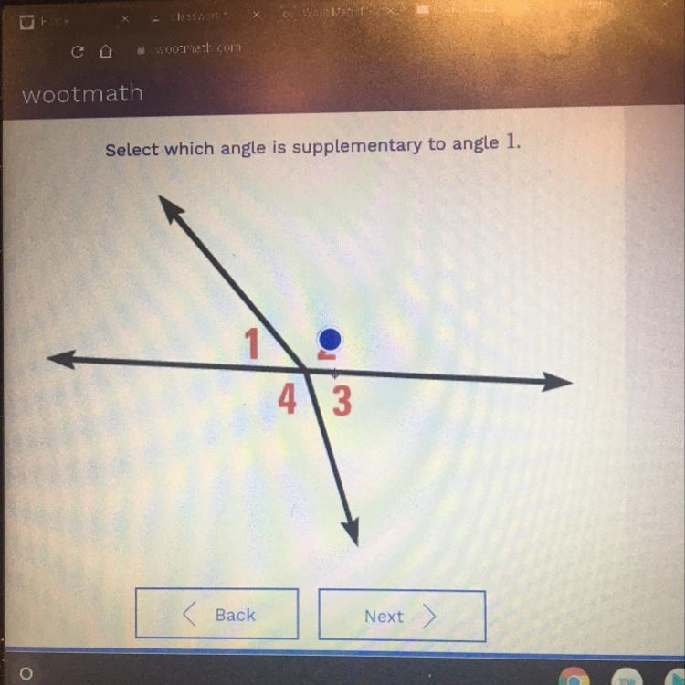 Select which angle is supplementary to angle 1-example-1