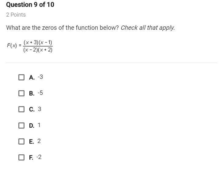 What are the zeros of the function below? check all that apply-example-1