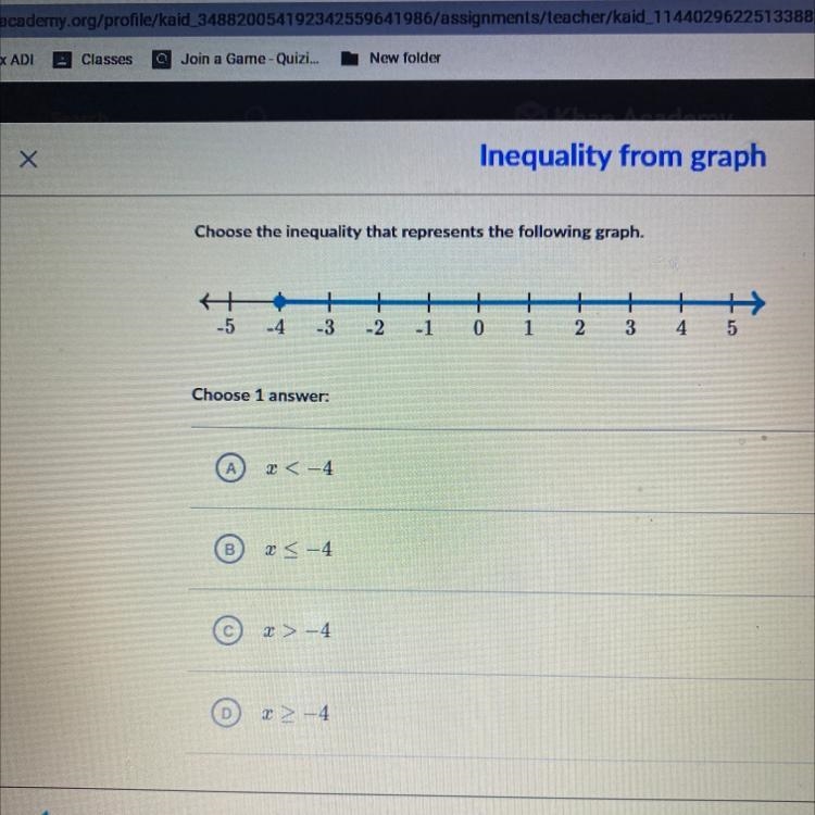 Choose the inequality that represents the following graph. + -3 1 -1 -5 -4 -2 0 1 2 3 4 5 MA-example-1