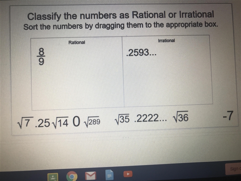 Which are irrational and which are rational ?-example-1