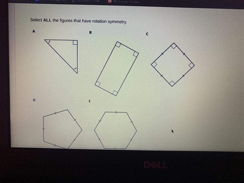 I need help ASAP PLS! Select all the figures that have Rotation symmetry...-example-1