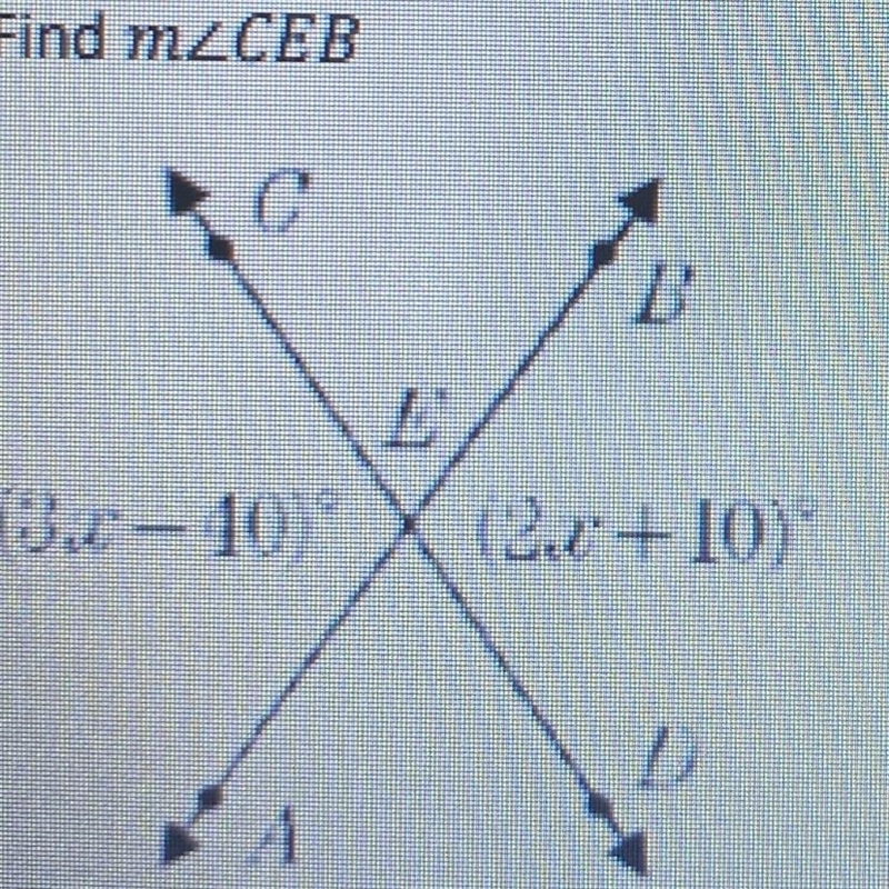 1. Find m2CEB B (3a-40) (2x+10) A-example-1