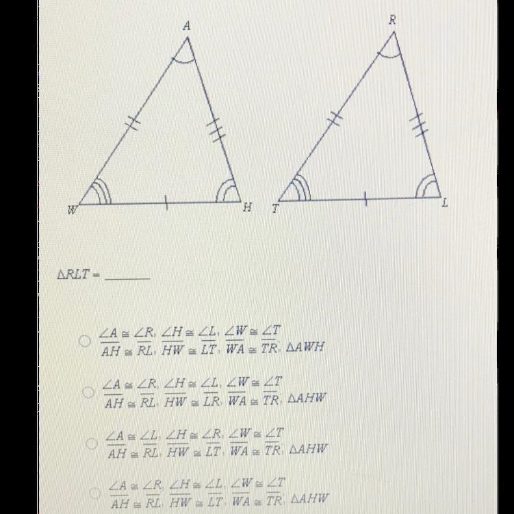 For each pair of congruent triangles, name the corresponding parts then complete the-example-1