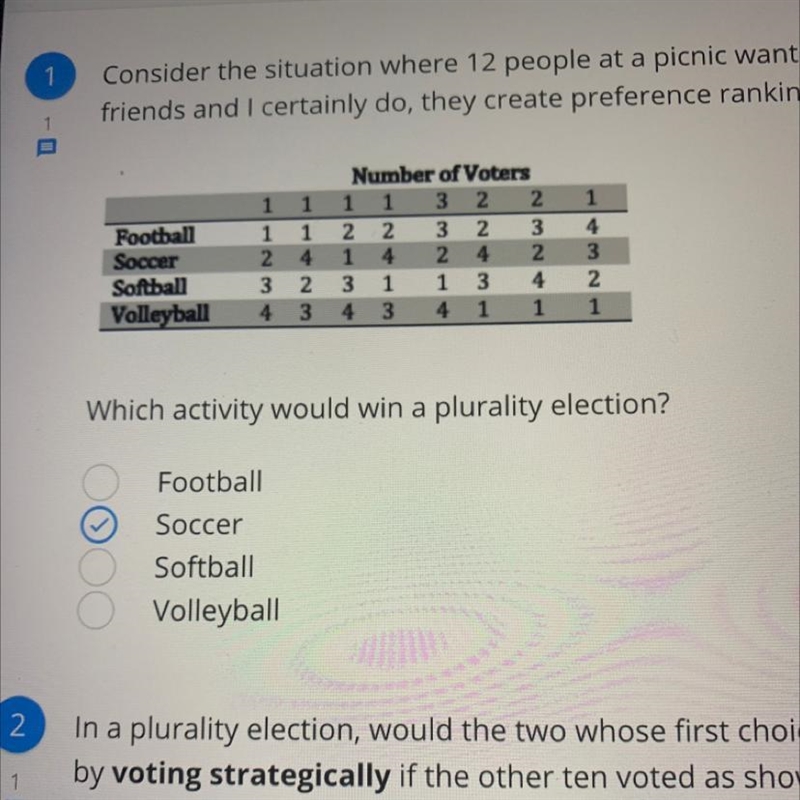 Consider the situation where 12 people at a picnic want to select an activity for-example-1