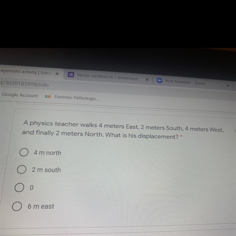 10 points A physics teacher walks 4 meters East, 2 meters South, 4 meters West, and-example-1