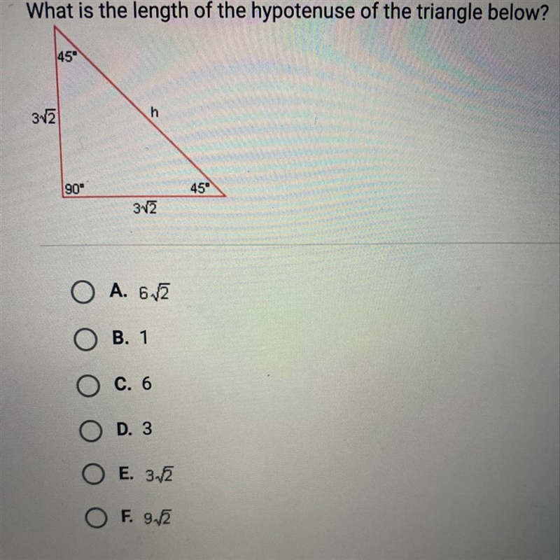 What is the length of the hypotenuse of the triangle below?-example-1