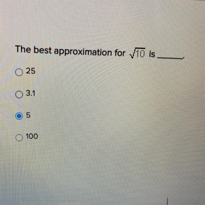 The best approximation for sqrt 10 is 25 3.1 5 10”-example-1