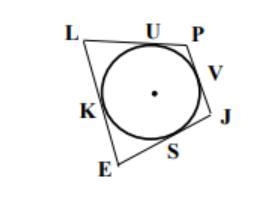 Given: Circumscribed polygon ELPJ K, U, V, S -points of tangency EK=2, LU=4, PV=1, JS-example-1