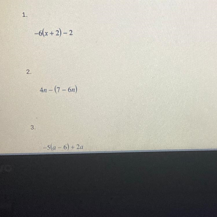 These are only the answers but the question is “use the distributive property and-example-1