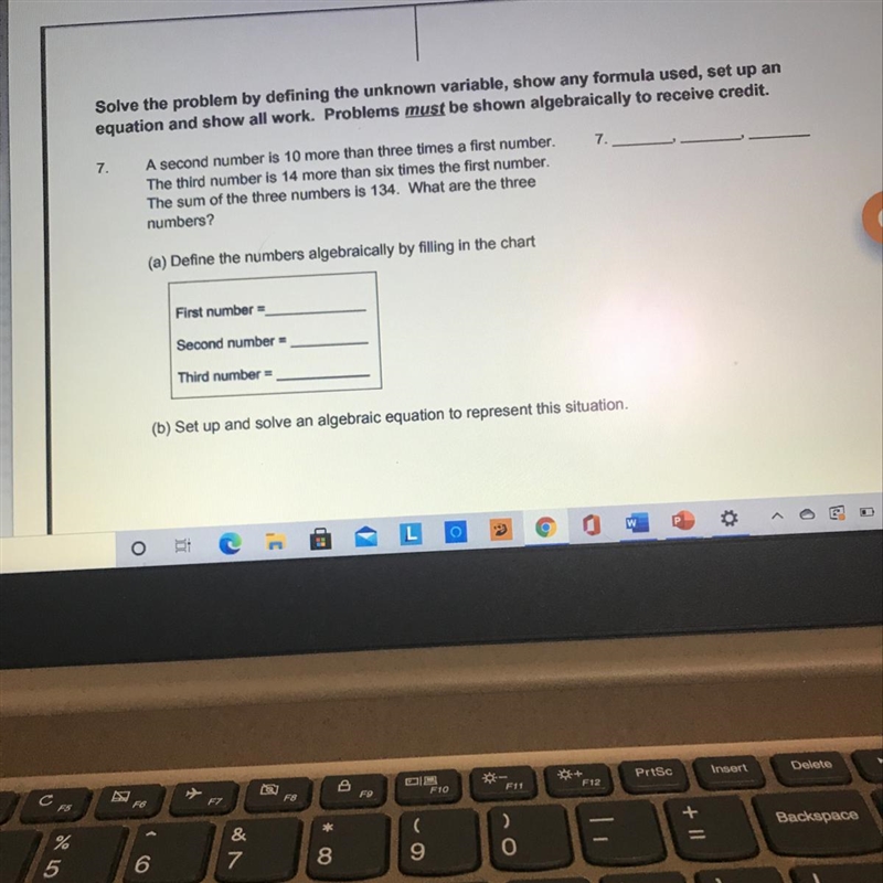 Solve the problem by defining the unknown variable, show any formula used, set up-example-1