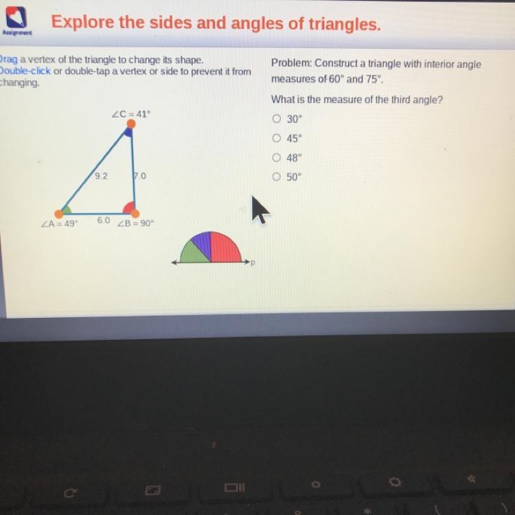 Drag a vertex of the triangle to change its shape. Double-click or double-tap a vertex-example-1