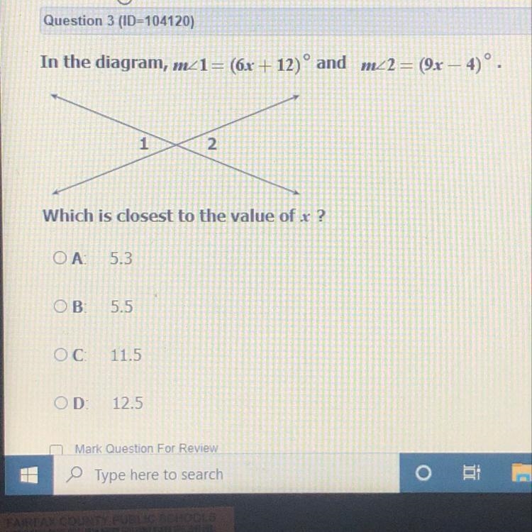 In the diagram, m_1= (6x + 12) and m_2 = (9x – 4)º.-example-1