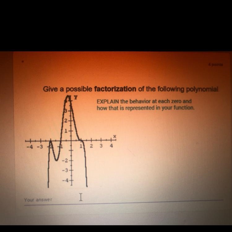 Give a possible factorization of the following polynomial EXPLAIN the behavior at-example-1