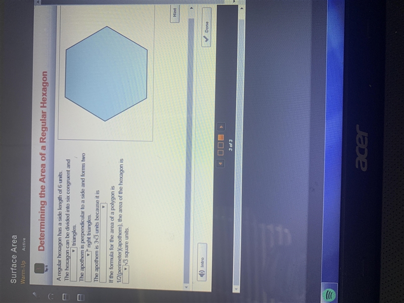 A regular hexagon has a side length of 6 units The can be divided a congruent and-example-1