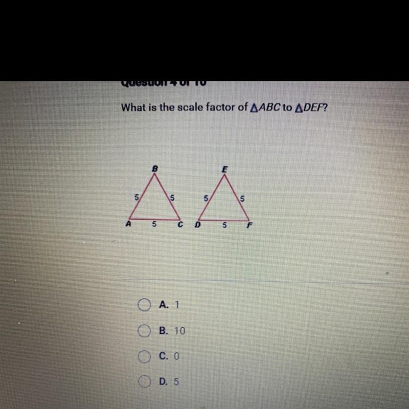 What is the scale factor of ABC to DEF?-example-1